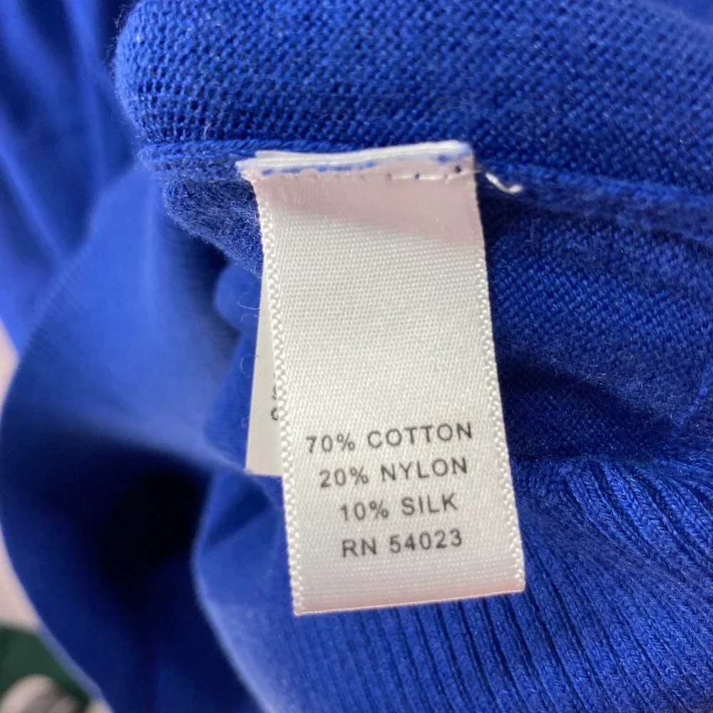 Banana Republic‎ Men L Royal Blue Snap Mock Neck Sweater 70 Cotton Nylon Silk